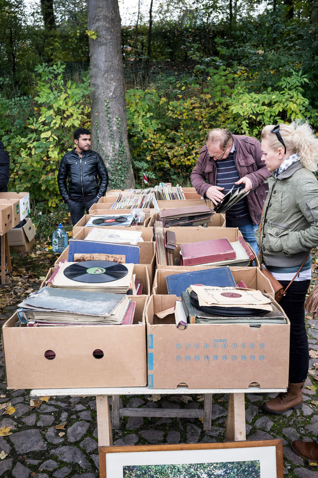 Cardboard boxes full of old records