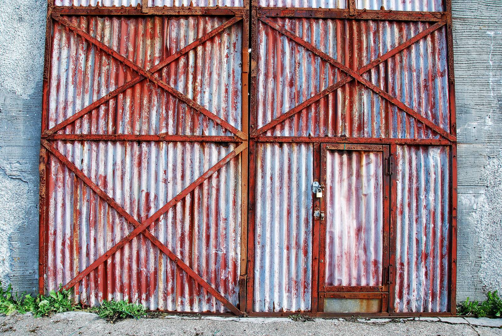 Red corrugated gate
